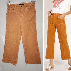 J Brand Joan High Rise Crop Wide Leg Corduroy Pants Titan Brown Size 30